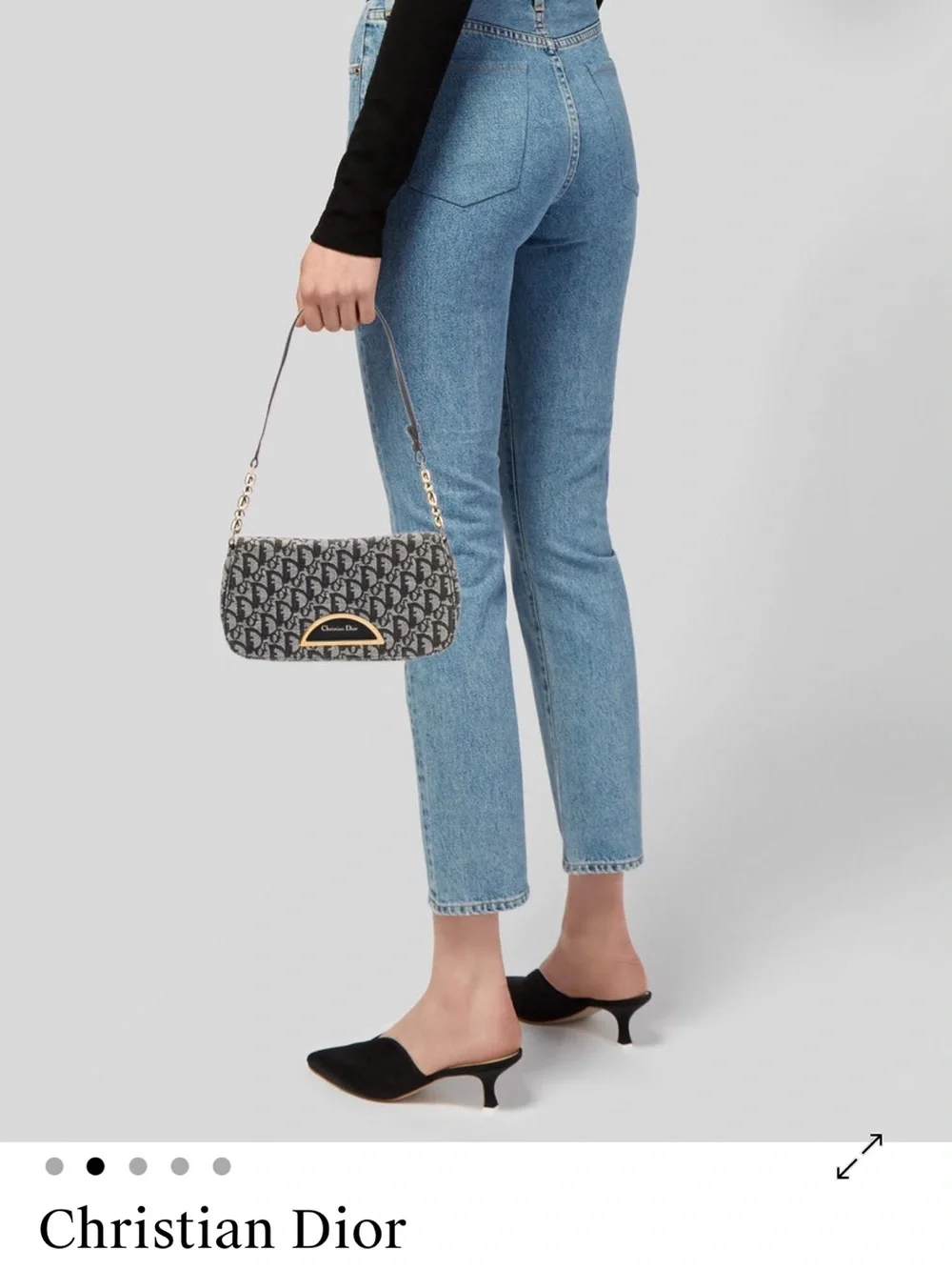 Dior Navy and Beige Logo Jacquard Crossbody Bag with Gold-Tone Accent